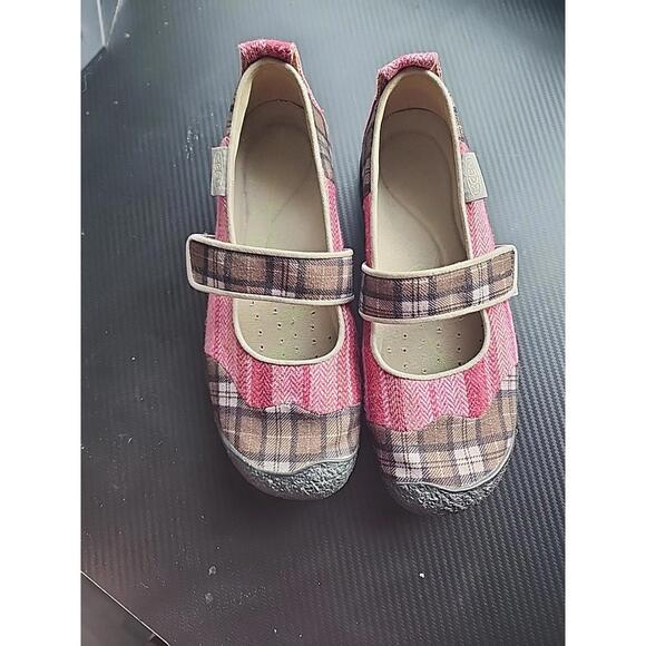 KEEN Shoes - Keen Women's Mary Jane Shoes Sz 8.5 Harvest Plaid Pink/Brown Patchwork